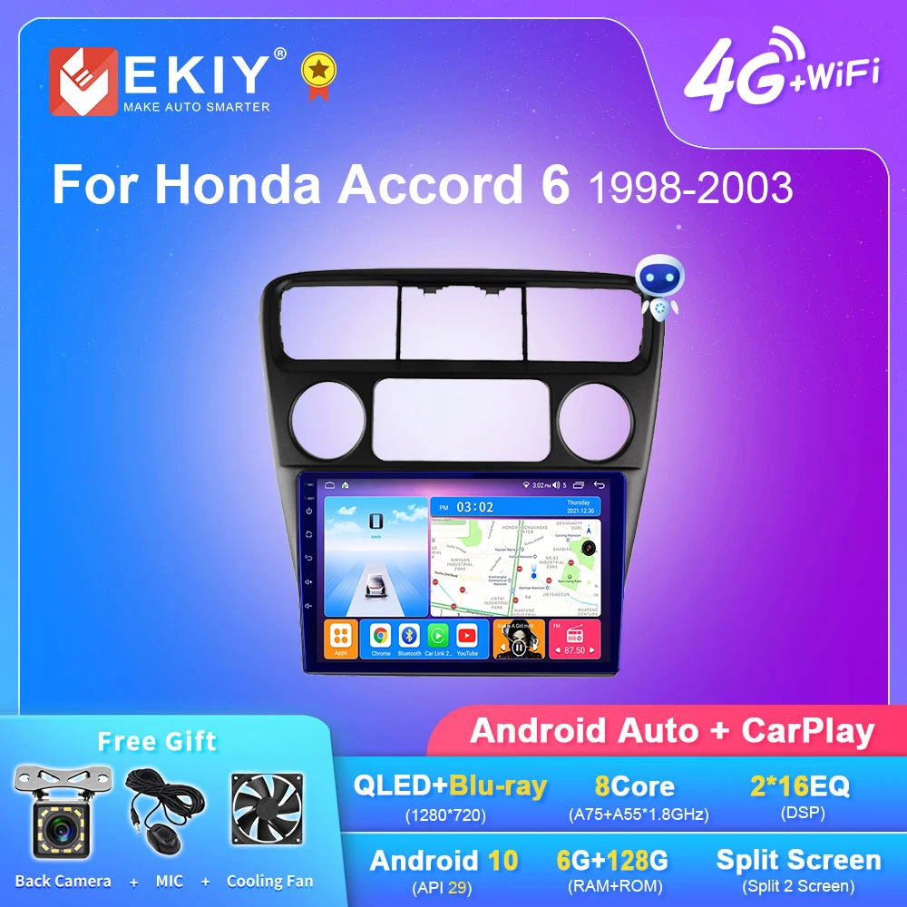 

EKIY T7 QLED DSP Android Автомагнитола для Honda Accord 6 1998-2003 мультимедийный плеер 2din магнитофон головное устройство DVD HU