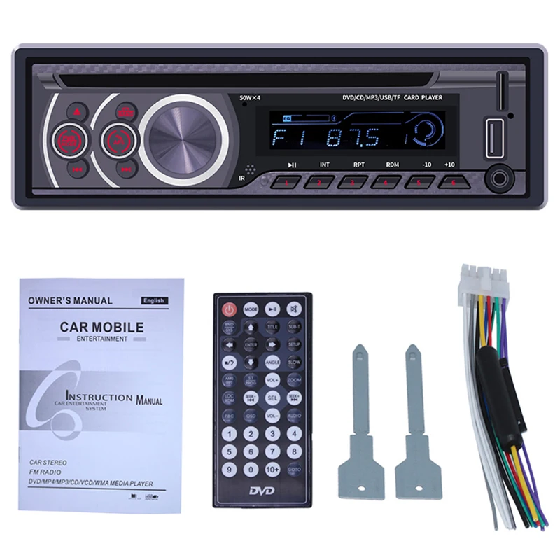 

Car Stereo CD Player - Single Din Bluetooth Audio and Hands Free Calling MP3 Player CD/DVD/VCD USB Port AUX Input AM/FM Radio Re