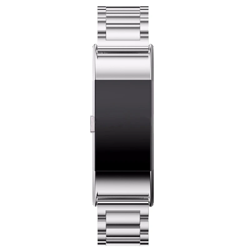 

2 Pcs Luxury Replacement Stainless Steel Watch Band Strap For Fitbit Charge 2, Silver & Black