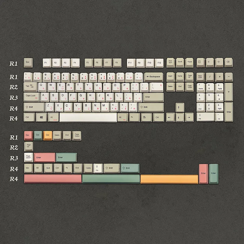

9009 Japanese Characters Full Set Keycap PBT For Mechanical Keyboard Sublimation Keycap OEM Game Cherry Outline 133 Keys