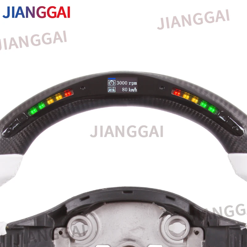 Подходит для рулевого колеса Tesla Model3 белый углеволоконный светодиодный гоночный