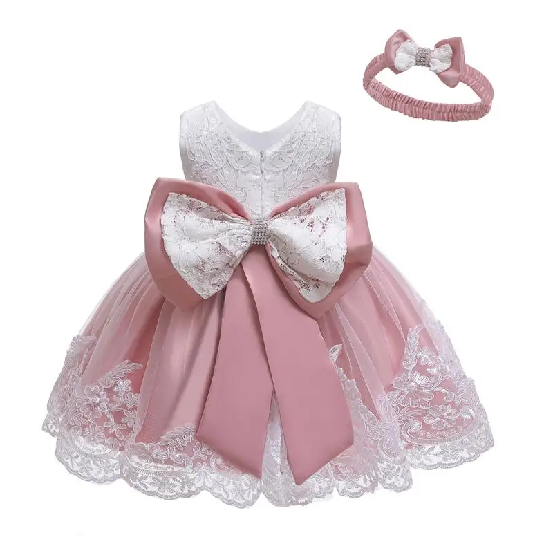 

Baby Girls Clothes Summer Newborn Birthday Dress Toddler White Bowknot Princess Dress Flower Girls Dresses For Weddings vestidos