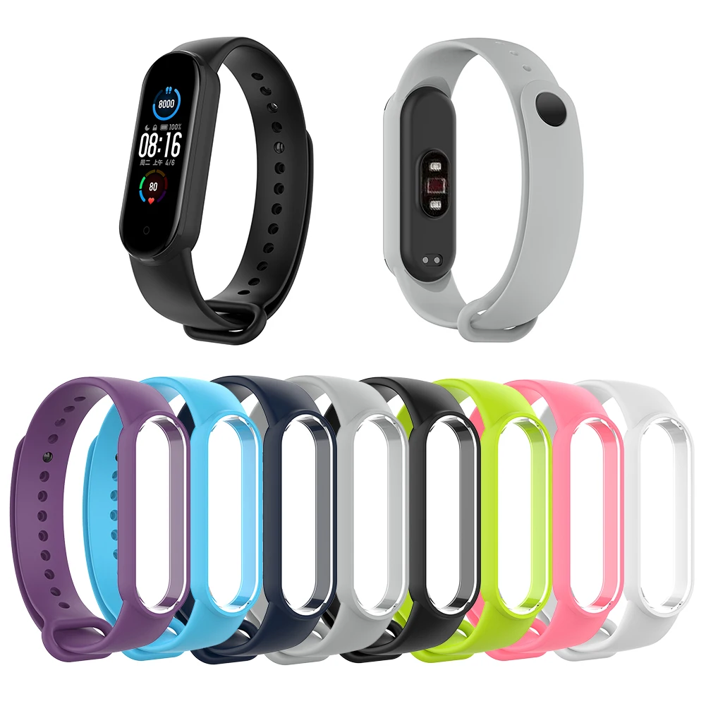 Ремешок для часов Xiaomi Mi Band 5 водонепроницаемый силиконовый сменный Браслет из ТПУ