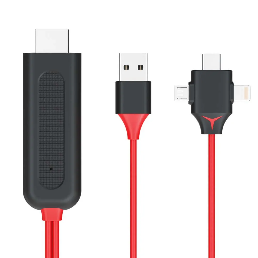 3 IN 1 Converter Adapter Mirror Cast MHL Cable Micro USB Type C lightning to HDMI for iPhone iPad Android Phone TV Projector | Электроника