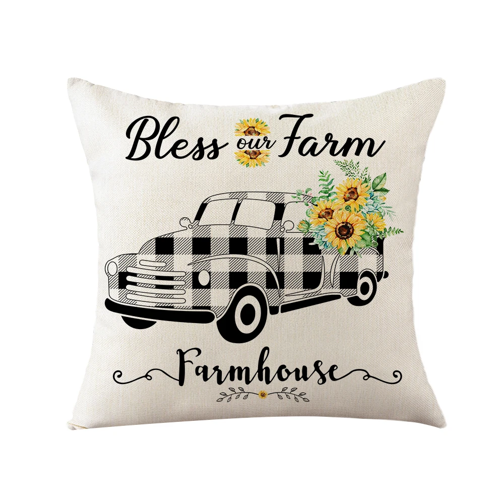 Чехол для подушки с геометрическим рисунком синяя желтая декоративная льняная