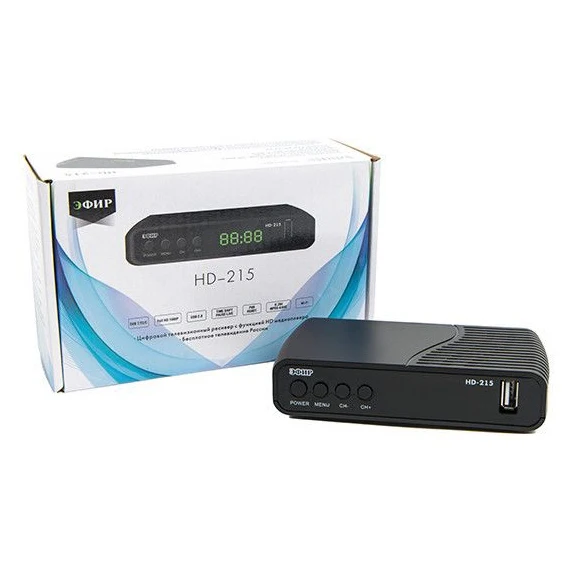 Ресивер DVB T2 СИГНАЛ Эфир HD 215 черный (20215)|TV-тюнеры| |