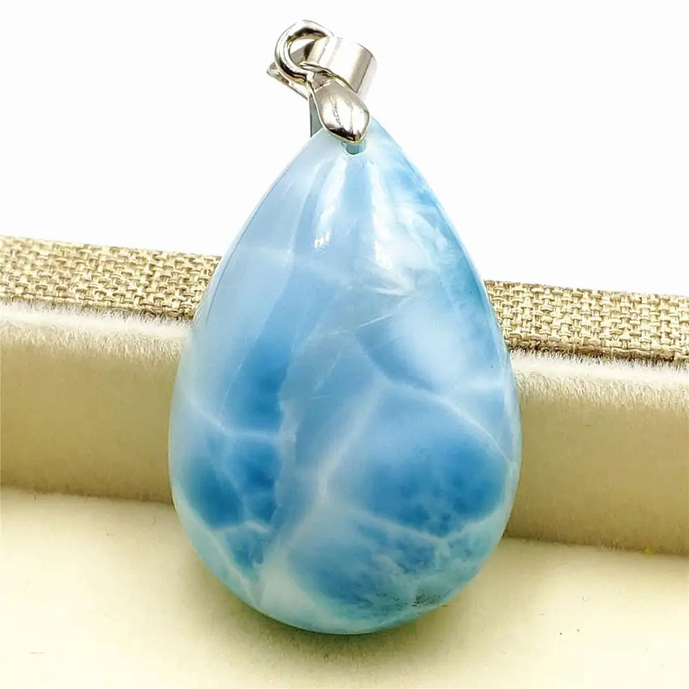 Высокое качество натуральный Синий Ларимар Подвеска из драгоценного камня 25x17x9mm
