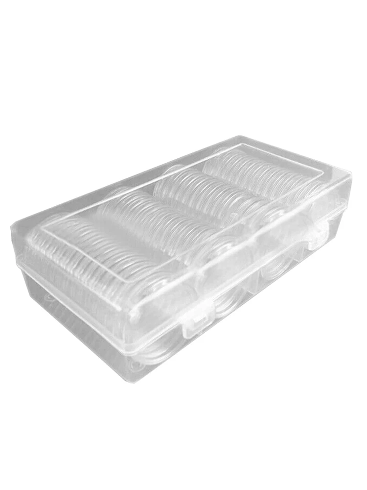 

60pcs 40mm Coin Capsules Plastic Coin Holder Box Clear Coin Storage Boxes with Storage Organizer Container