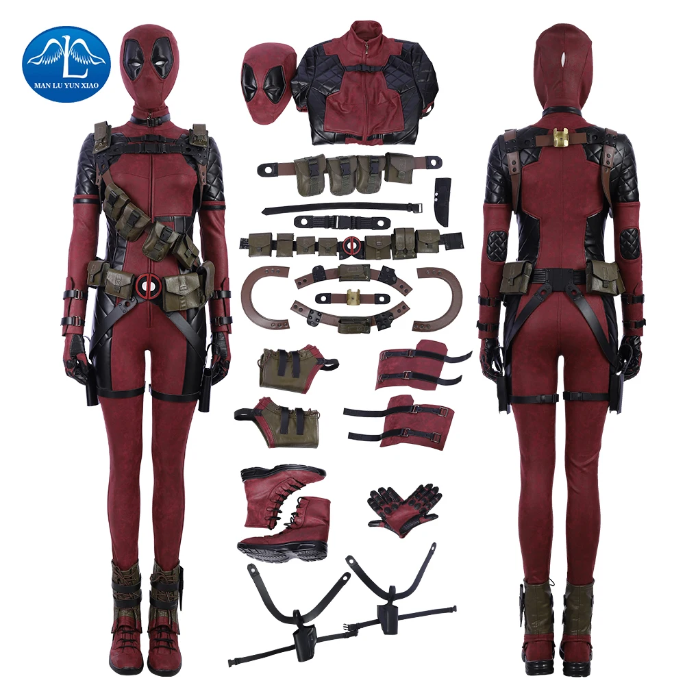 Для дам костюм с принтом Deadpool красный комбинезон женский/женский Взрослый Хэллоуин Карнавальный костюм для косплея Дэдпул для женщин индивидуальный заказ