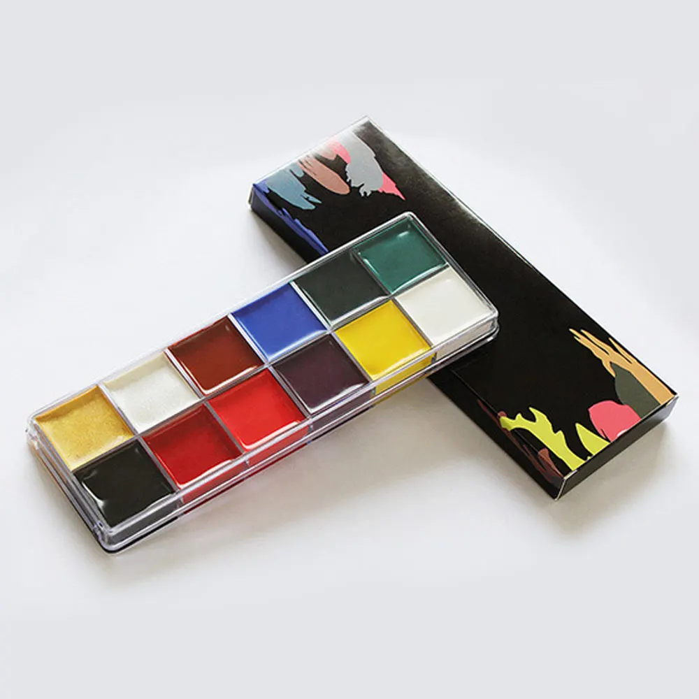 Painted plate Краска для тела 12 цветов краска для лица ing DIY татуировка для тела масляные краски искусство Хэллоуин вечерние Необычные красоты макияж краска для лица ing инструмент - Цвет: Painted plate