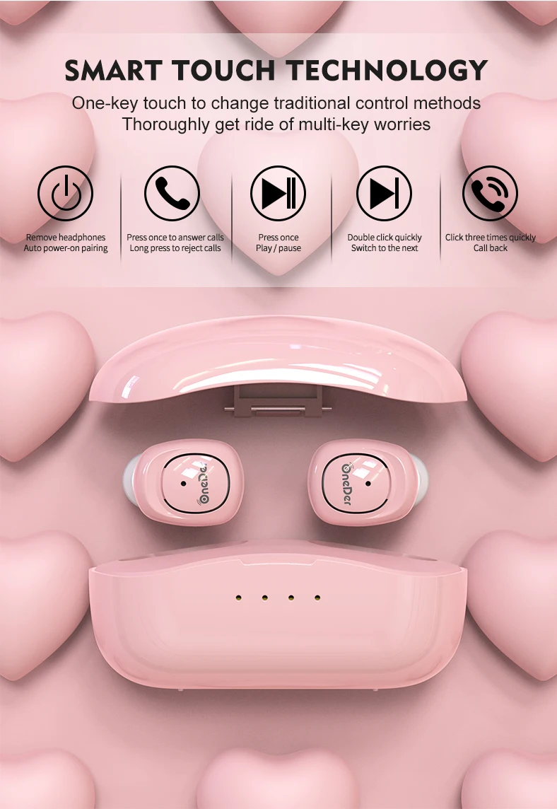 TWS беспроводные портативные мини наушники OneDer W13 bluetooth наушники с зарядным чехлом туры беспроводные наушники