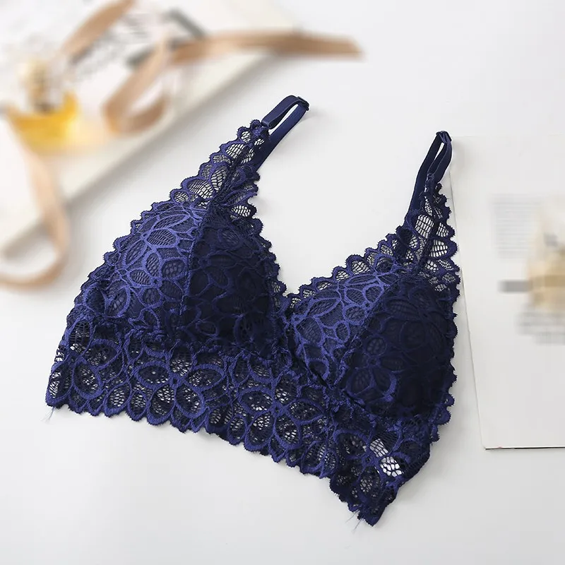 Women French Bra Sexy Lace Beautiful Back Triangle Coaster Underwear No Trace Steel Ring Tube Top | Женская одежда