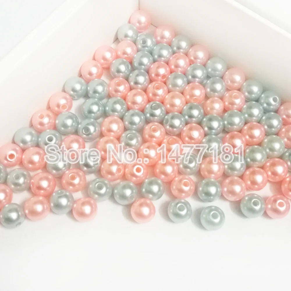 100 шт. 8 мм полностью круглые жемчужины с отверстием 2 розовые и синие акриловые