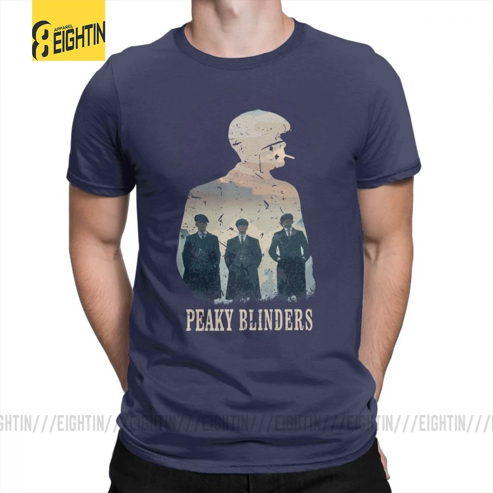 Peaky blinds футболки Уникальные для досуга Чистый хлопок мужские футболки с коротким рукавом o-образным вырезом футболки размера плюс популярный фильм - Цвет: Тёмно-синий