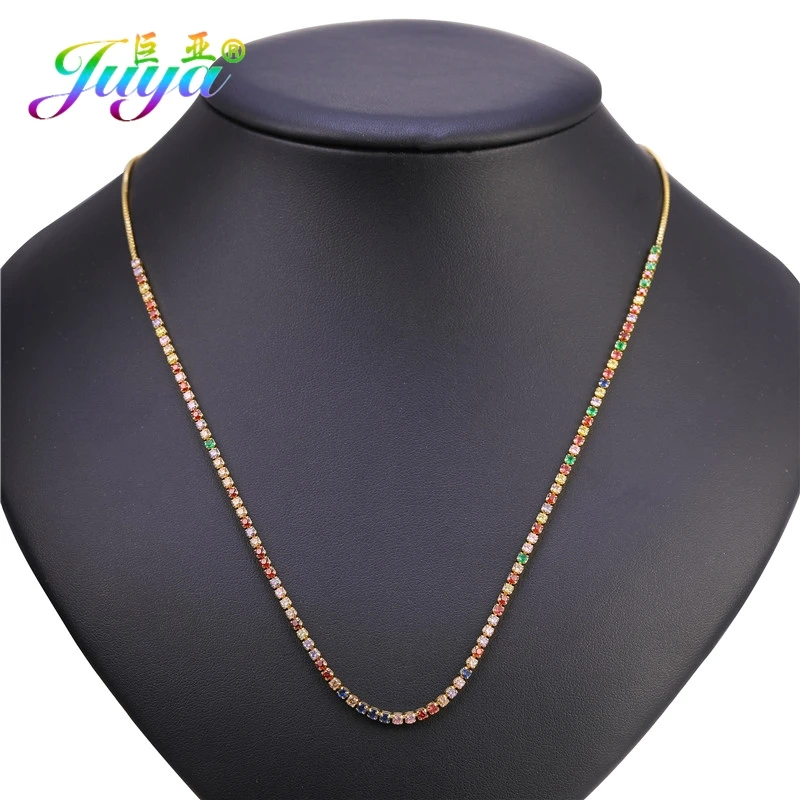 Женское Ожерелье Juya регулируемое колье-слайдер с радужными кристаллами