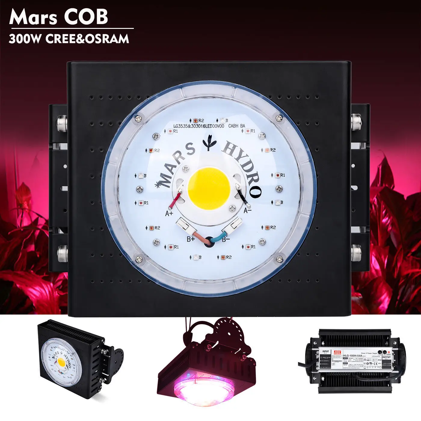 MarsHydro COB 300 Вт CXB3590 светодиодный светильник для выращивания полный спектр для гидропоники в помещении теплицы
