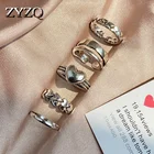 Модный простой набор колец ZYZQ в стиле ретро для женщин, индивидуальное регулируемое Открытое кольцо, модные ювелирные изделия, аксессуары
