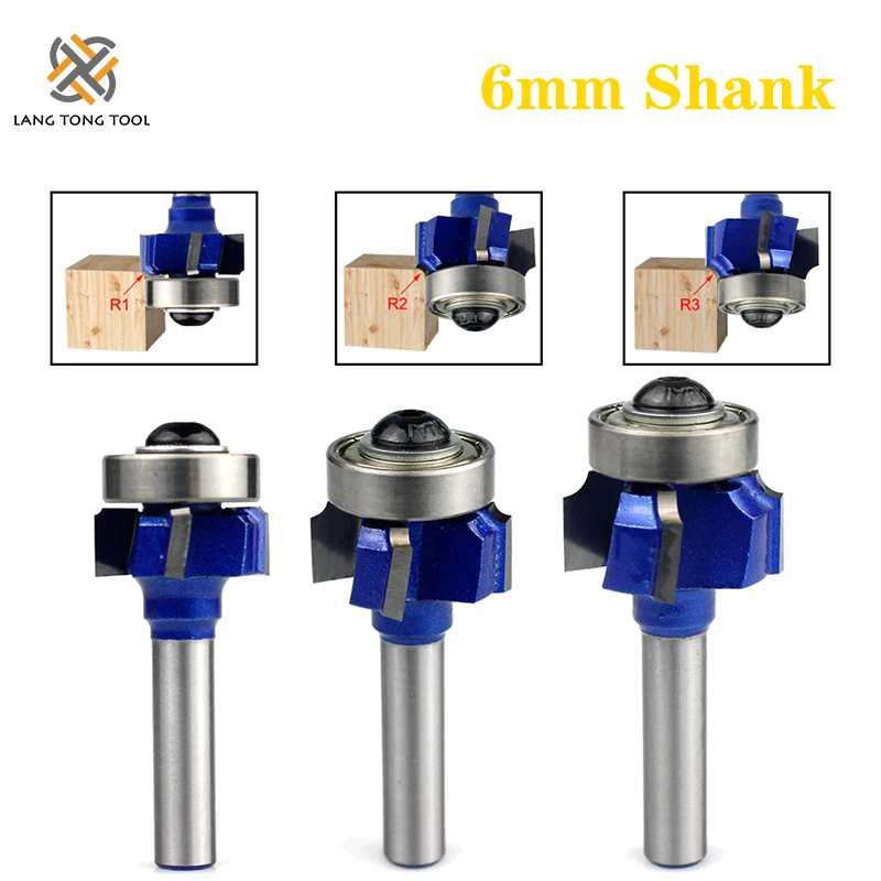 

LANG TONG TOOL 6mm Shank Z4 Corner Round Router Bit R1 R2 R3 Trim Edging Woodworking Mill Classical Cutter Bit for Wood LT096