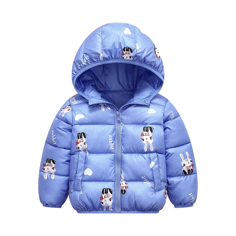 Blue rabbit Детская куртка зимняя теплая верхняя одежда с рисунком динозавра для мальчиков от 2 до 6 лет весеннее пальто с рисунком для девочек пальто с капюшоном для маленьких детей, одежда Детский жилет - Цвет: Blue rabbit
