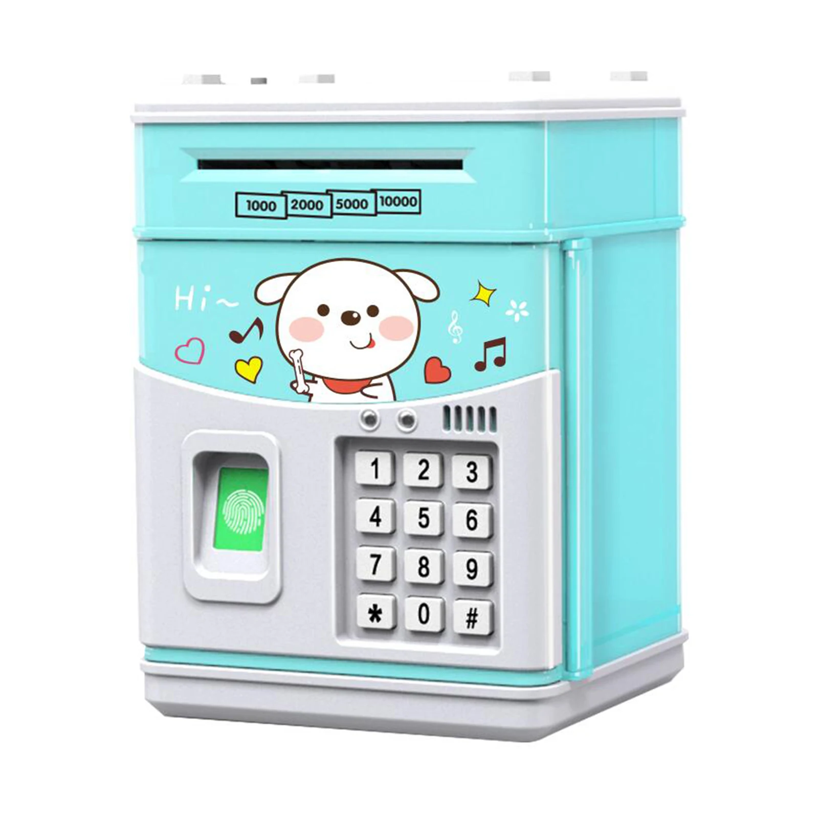 

Electronic Piggy Bank MINI ATM Saving Box with Password Simulated Fingerprint Money Bank for Cash Coins Auto Scroll Paper Box