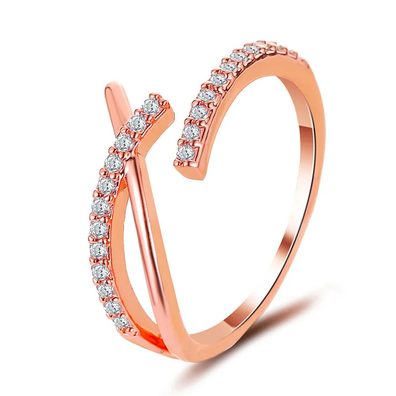 Корейское кольцо с крестом темперамент дикое полным цирконием индивидуальное