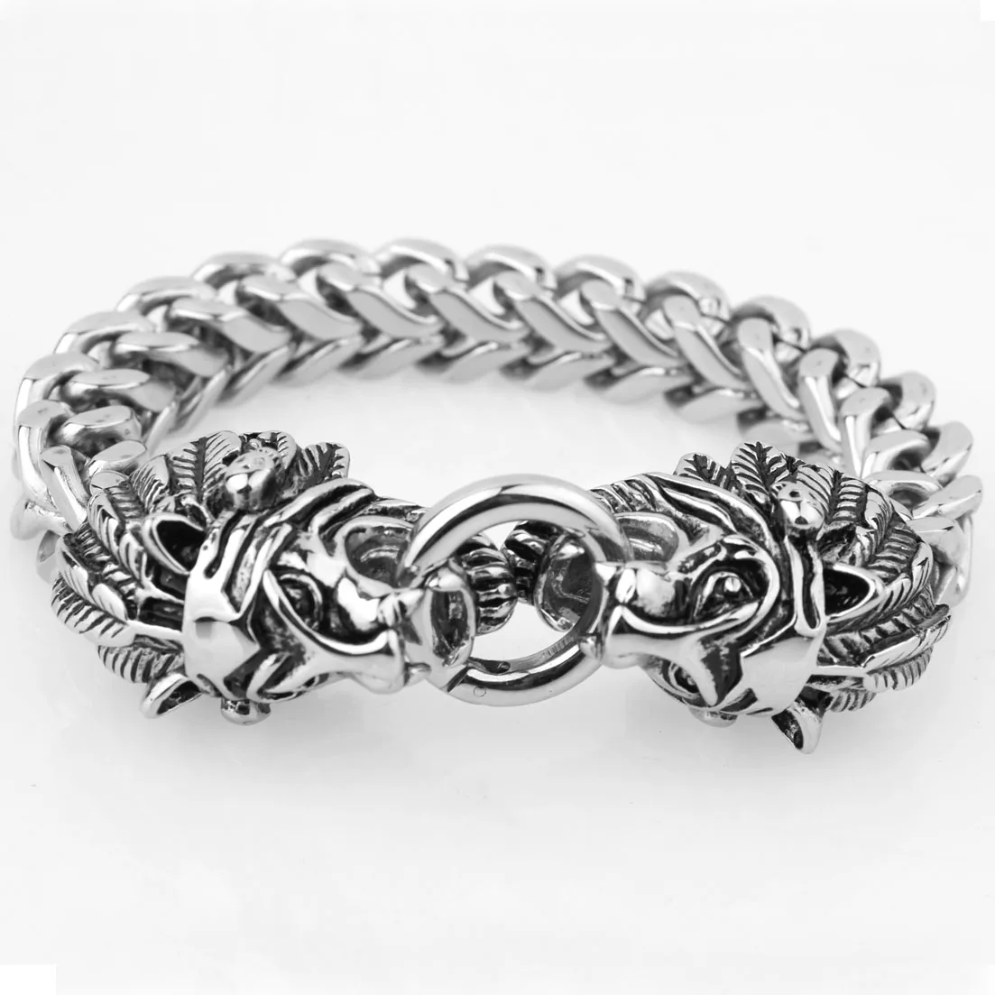 Мужской браслет из полированной нержавеющей стали с головой льва хип хоп 22