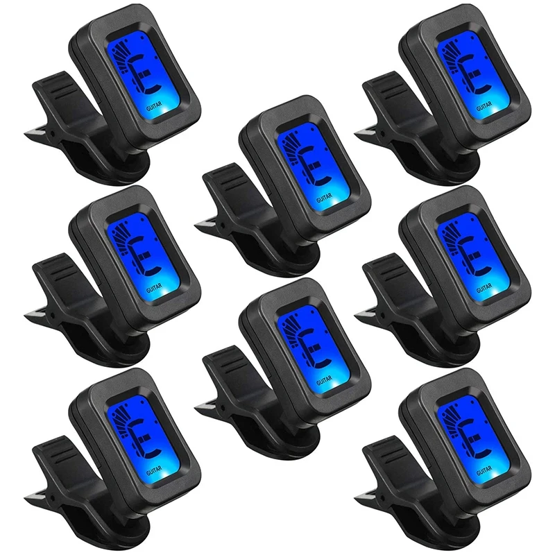 

8-Piece Guitar Tuner, Suitable for All Musical Instruments, Guitar Tuner Clip, Electric Guitar Tuner with LCD Display