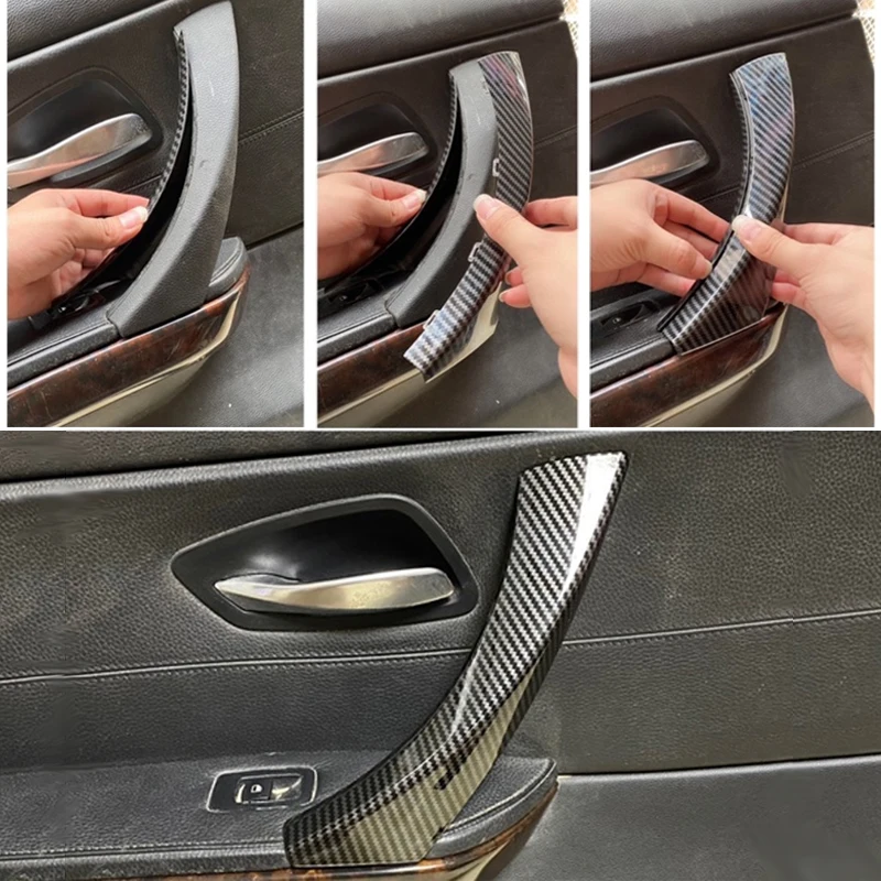 

6pcs LHD Car Accessories Carbon Texture Interior Door Handle Pull Cover Trim For BMW 3 Series E90 E91 316 318 320 325 328i