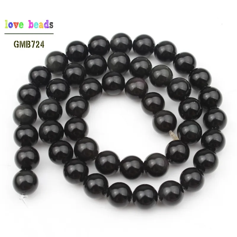 Black Obsidian 4/6/8/10/12 мм с украшением в виде кристаллов Агаты бирюзой Aventurnes Unakites каменные бусины для изготовления ювелирных изделий 15 дюймов "сделай сам" для изготовления Браслеты - Цвет: Black Obsidian