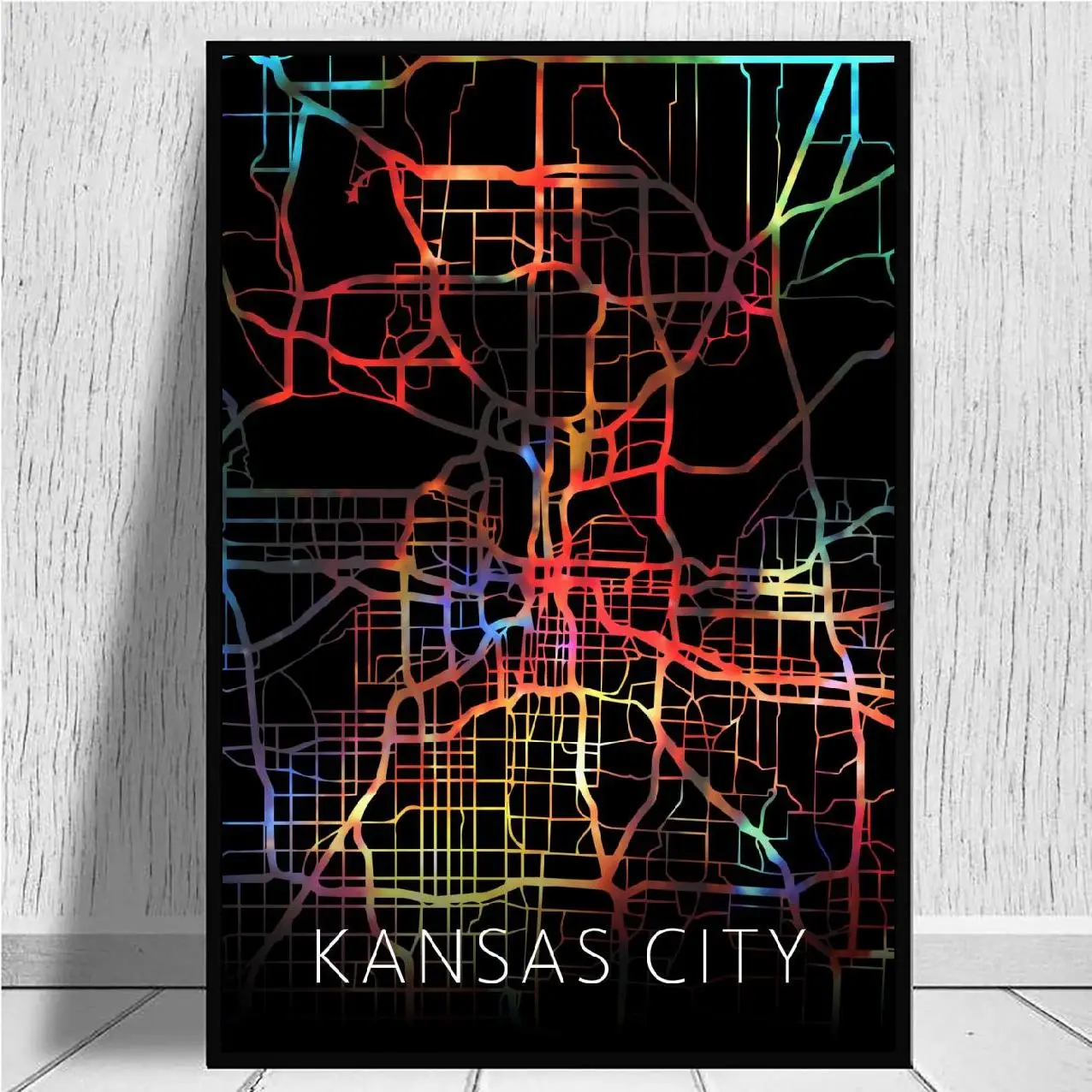 

Канзас акварель черная карта города холст настенный художественный принт современный постер настенные картины декор для гостиной