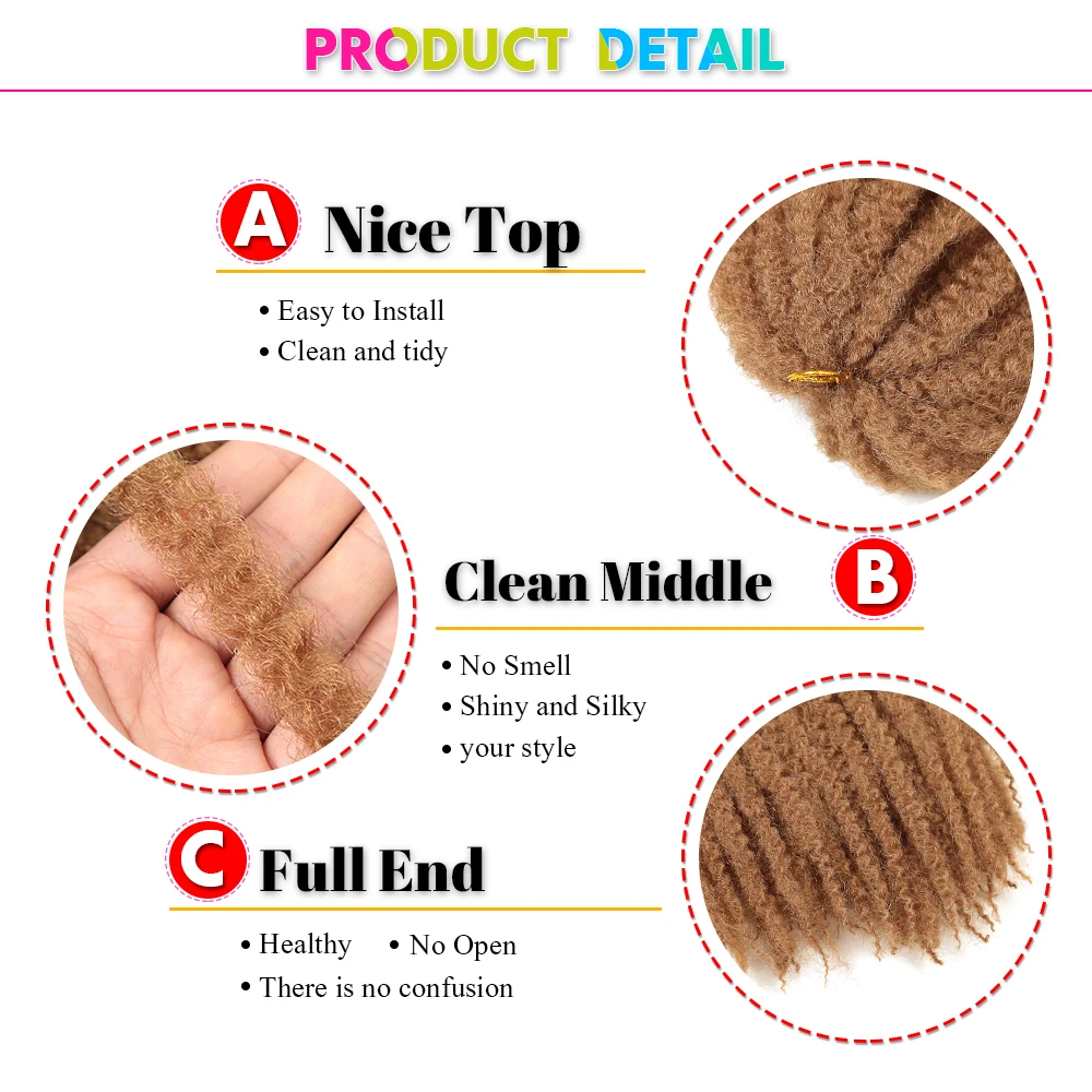 

18" Marley Braids Synthetic Afro Kinky Curly Crochet Braiding Hair Extensions Yaki Ombre Marley Twist Hair For Black Women Lizzy