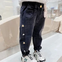boys and girls jeans childrens pants kids clothing autumn and winter new baby plus velvet thick pants girls trousers