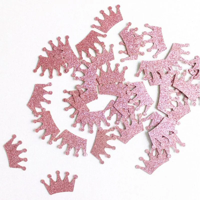 100 искусственная алмазная корона блестящая розовая Золотая бумага конфетти 3 см