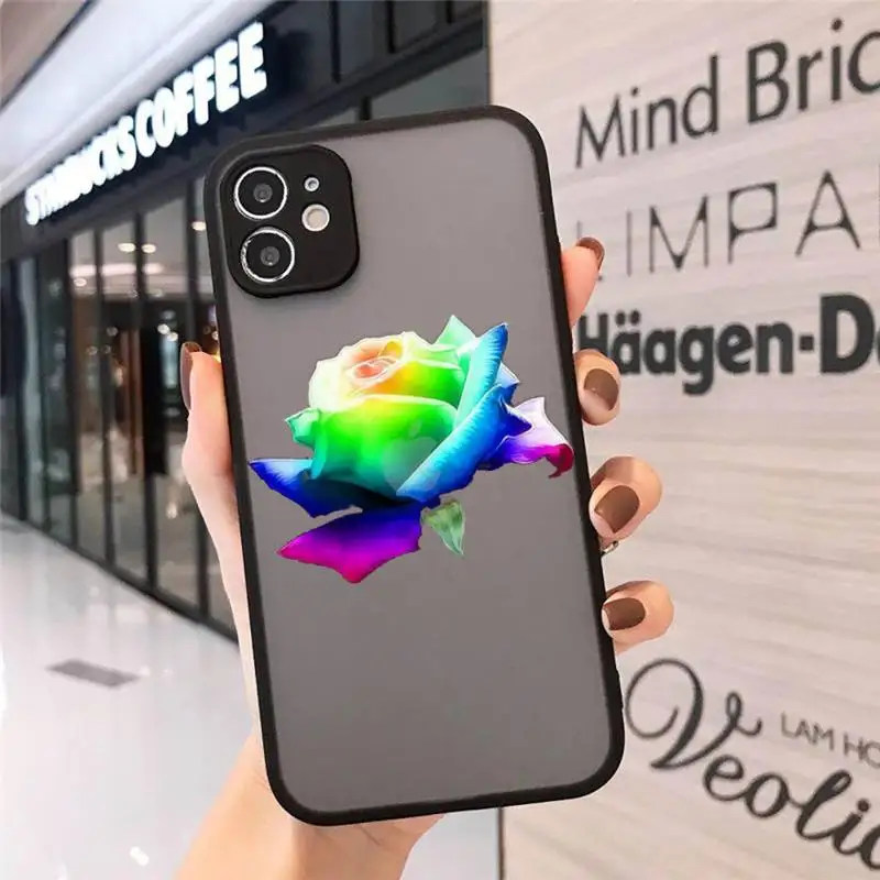 

Beautiful colorful roses Phone Cases Matte Transparent for iPhone 7 8 11 12 s mini pro X XS XR MAX Plus cover funda