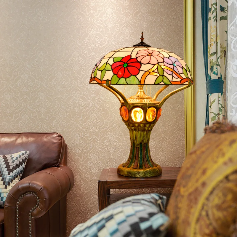 

European-Style Morning Glory Upscale Large Living Room Bedroom Bar Front Desk Lobby Decorative Lamp Tiffany Ancient