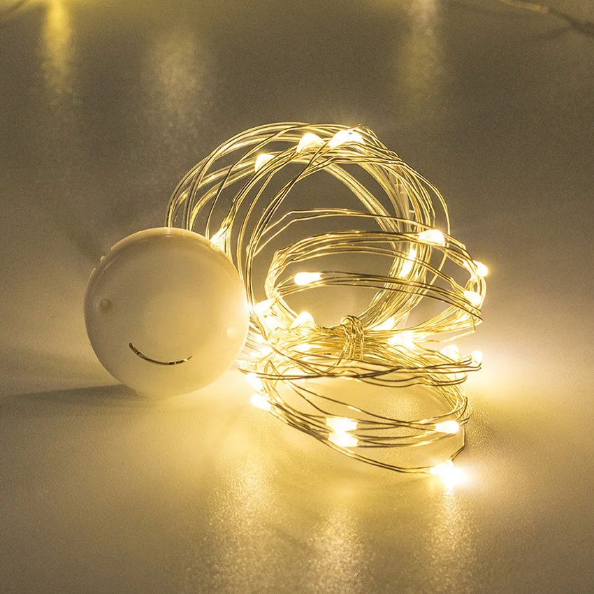 1M 2M 3M Silver Copper Wire Led Fairy String Lights Battery Powered Holiday lighting For Christmas Tree Wedding Party Decoration