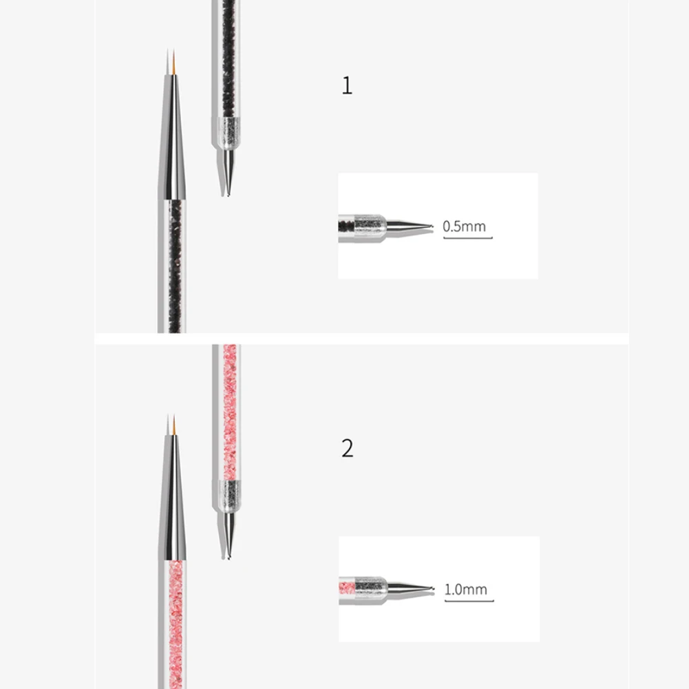 

10pcs Liner Nylon Hair Nail Art Brush Set Dotting With Crystals Carving Home Salon Painting Portable Drawing Pen Tips Builder