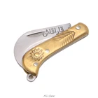 Маленький Карманный Брелок с резьбой в стиле ретро, тактический мини складной нож-папка, новинка из латуни