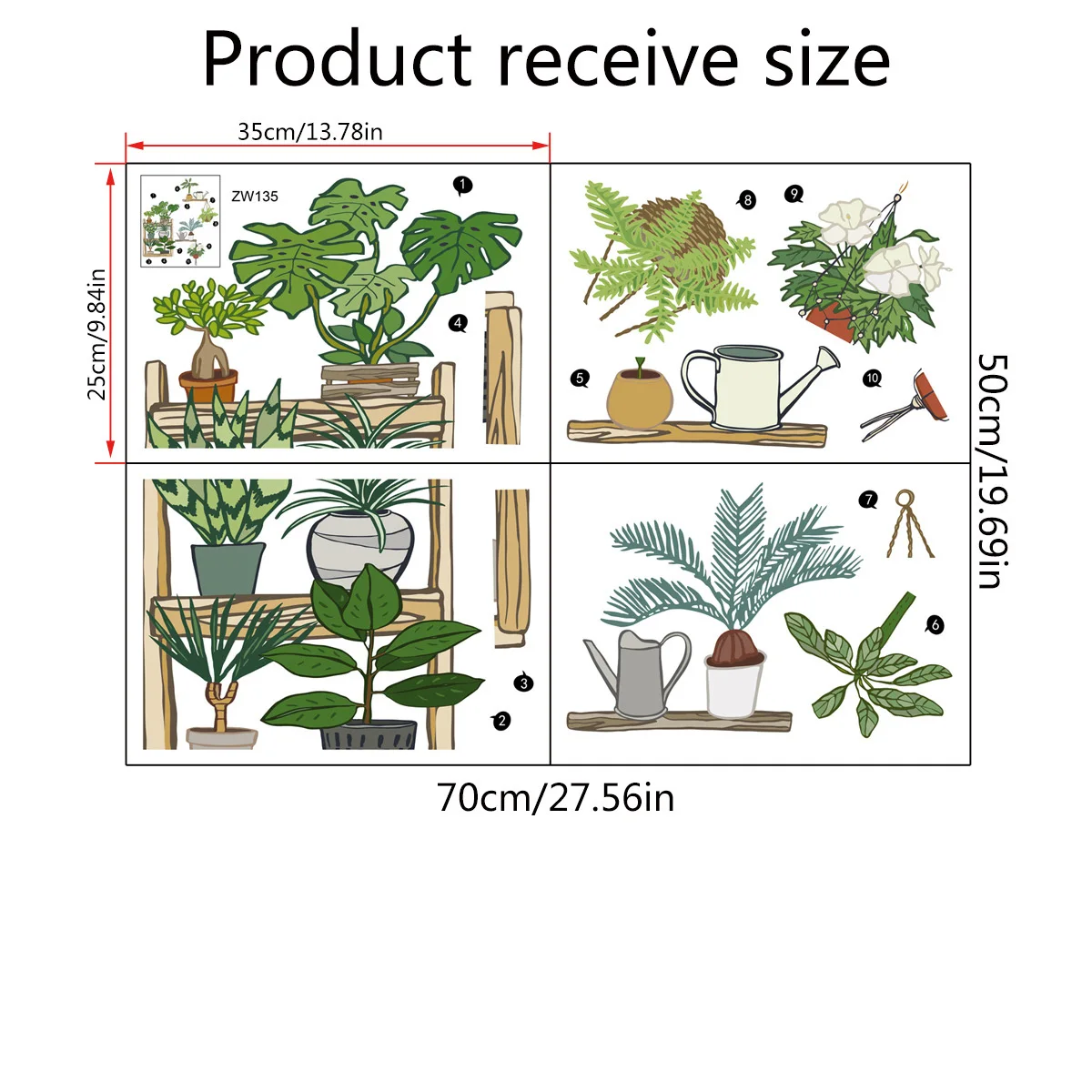 

Plant Potted Flower Wall Sticker Rack TV Background Wall Decor Decals Balcony Living Room Decor Aesthetics Stickers Home Decor