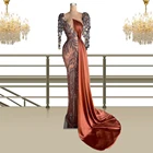 Длинные вечерние платья, Роскошные, с металлическим блеском, Дубайская Мода, официальные, выпускные, вечерние платья знаменитостей, индивидуальный пошив, для торжества, 2022