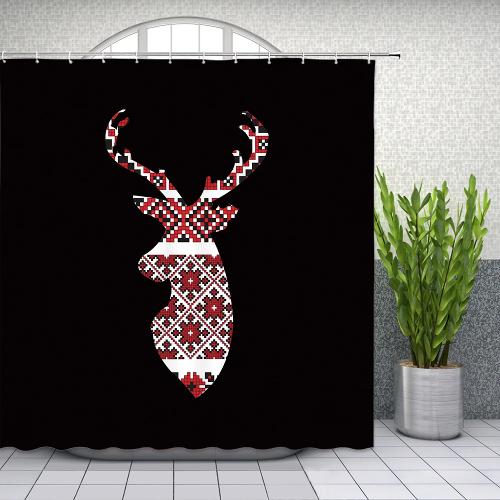

Hot Sale Cartoon Deer Shower Curtains Set Creative Design Art Animal Themed Pattern Home Bathroom Decor Polyester Fabric Curtain