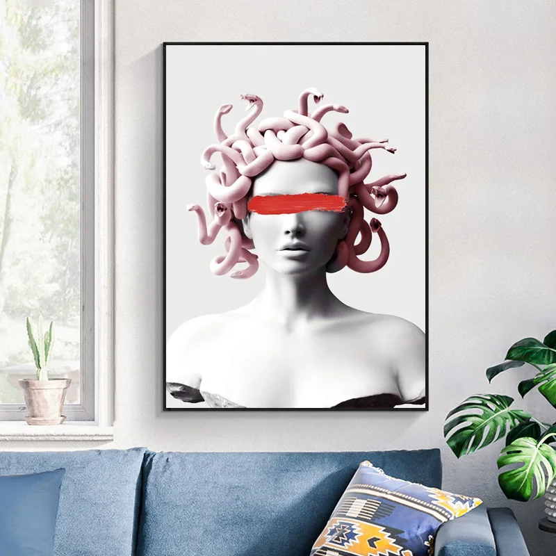 Скульптура Medusa Vaporwave забавная искусственная Картина на холсте - Цена: 4105.6