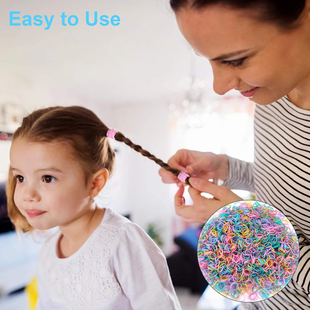 

1000Pcs/Pack Multicolor Mini Rubber Bands Soft Elastic Bands Rubber Rings for School Kid Hair Braids Ties Stationery Holder
