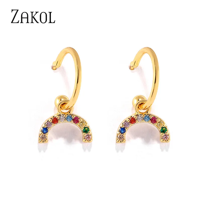 ZAKOL женские модные серьги с кристаллами 2020 золотые звезды луна молния милые для