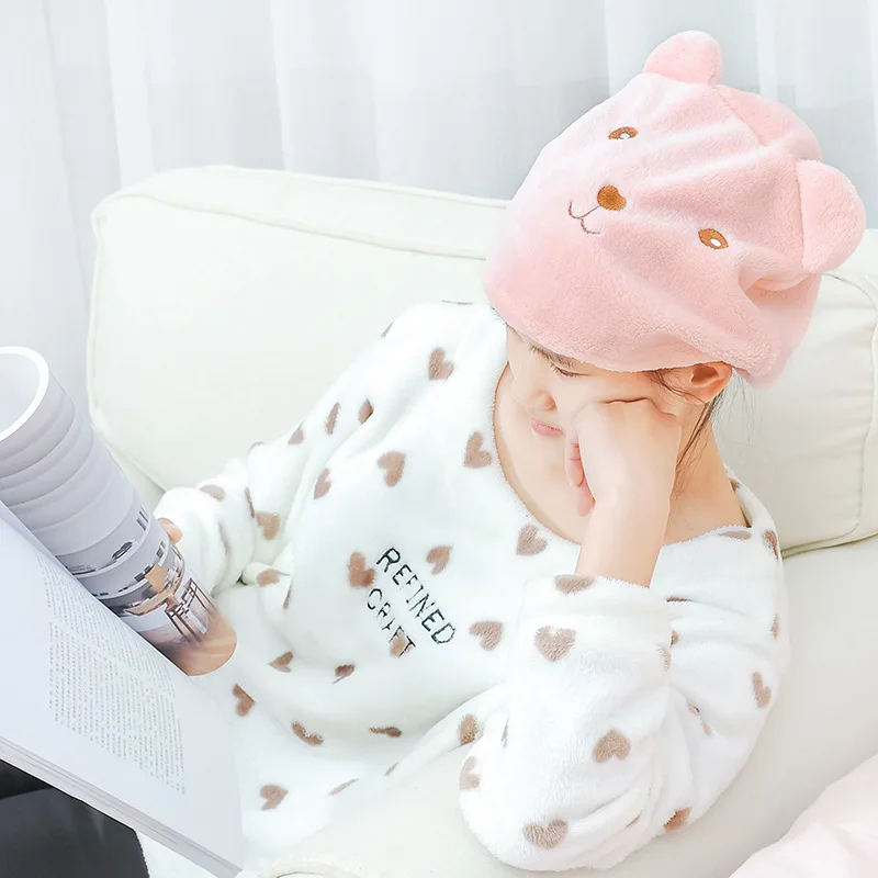 

Girl's Hair Shower Cap Cute Microfiber Hair Quickly Towel Drying Towel Hats For Women Bathroom Accessories