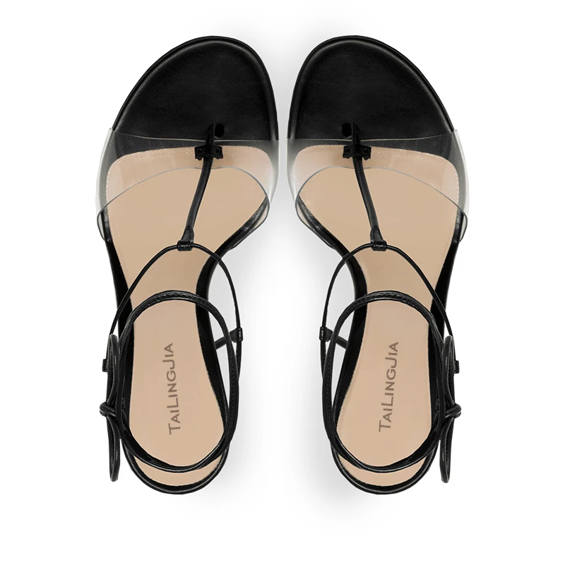 High Heel Clear Heels Womens 2022 Transparent Shoes Clear Sandals Black Strappy Thong Sandal White Ladies Summer Shoes Size 42