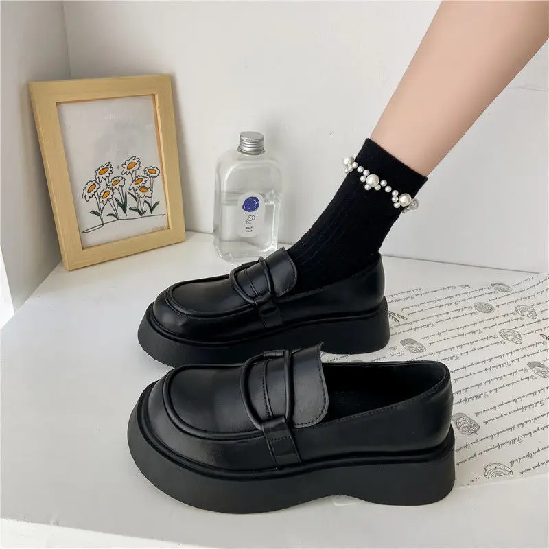 

Женские лоферы с круглым носком, на плоской подошве, без застежки, повседневные туфли-оксфорды на платформе, весна-осень 2022