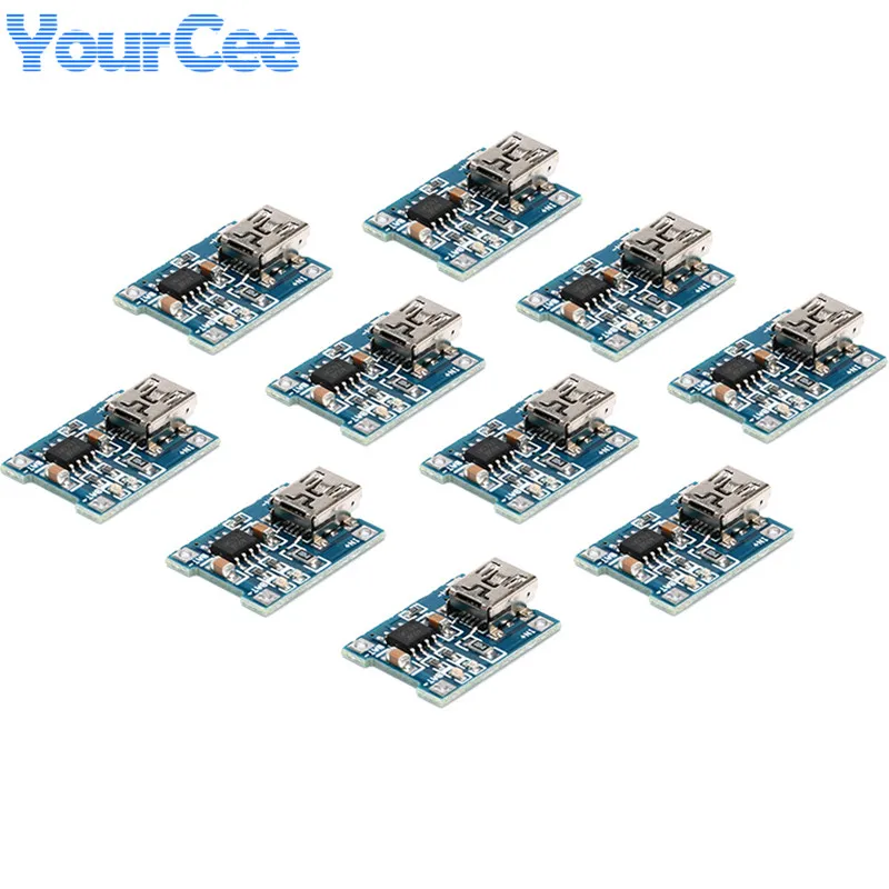 Плата для зарядки литиевых аккумуляторов TP4056 10 шт. 5 В MINI USB 1 А 18650 мА пластинчатый