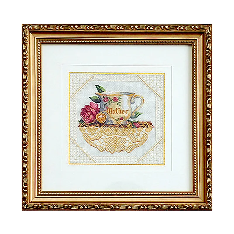 

Fishxx Cross Stitch T075 European Retro Tea Cup Happy Celebration Mother's Gift Elegant Home Handmade Embroidery Kit