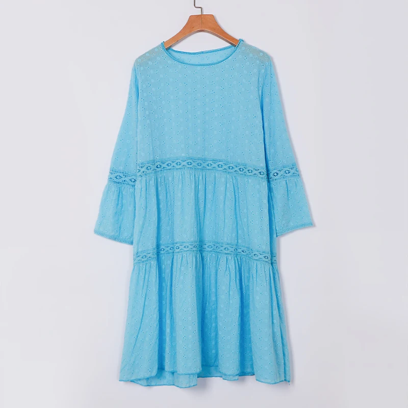 

Hollow Out Elegant Dresses For Women Casual Solid Party Dress Ladies Summer Autumn Oversized Half Sleeve Vestidos Plus Size 5XL